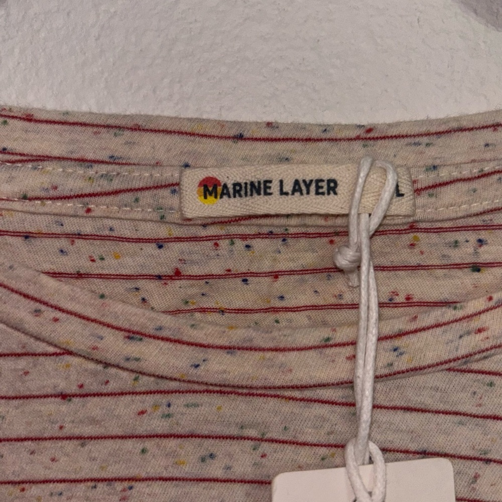 Marine Layer Classic Crew Tee Confetti Stripe Women’s Size Large NWT - Picture 5 of 8